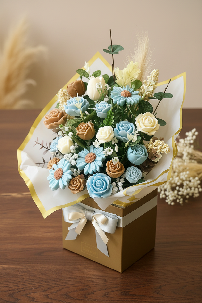 Blue Serenity Soap Flower Bouquet