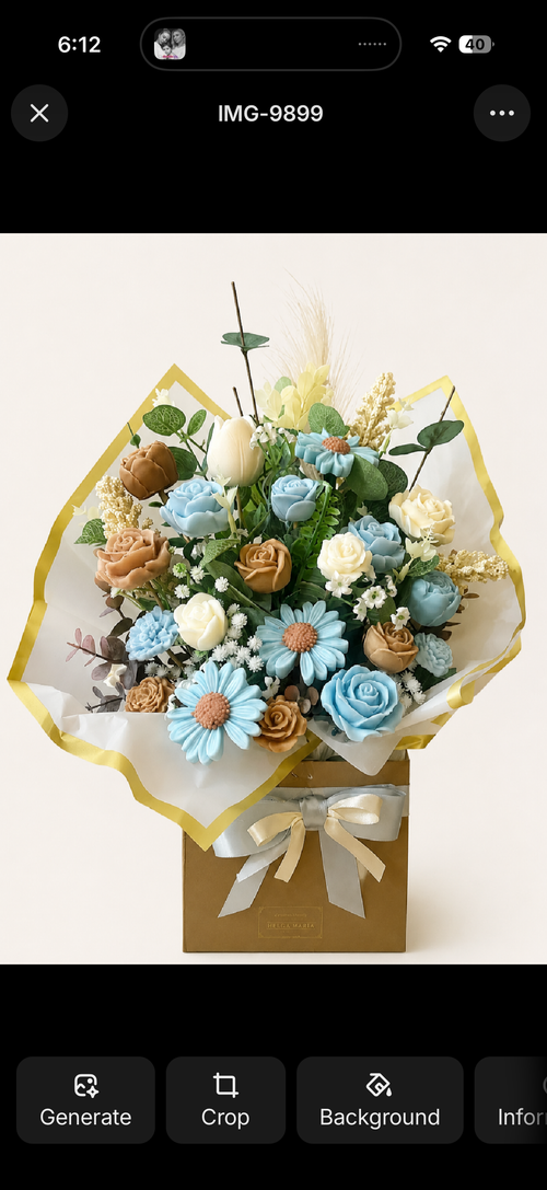 Blue Serenity Soap Flower Bouquet